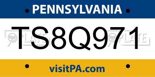 TS8Q971 Pennsylvania License Plate