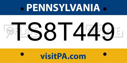 TS8T449 Pennsylvania License Plate