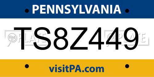 TS8Z449 Pennsylvania License Plate