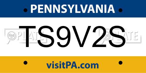 TS9V2S Pennsylvania License Plate