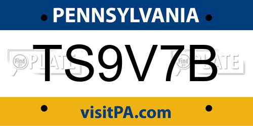 TS9V7B Pennsylvania License Plate