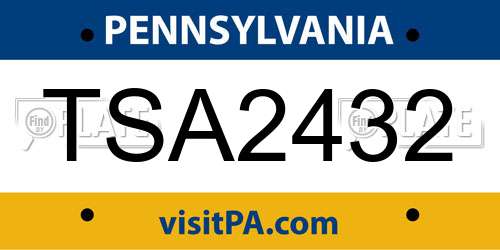 TSA2432 Pennsylvania License Plate