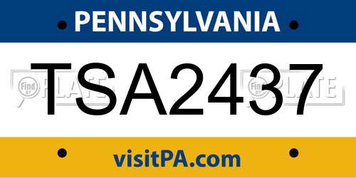 TSA2437 Pennsylvania License Plate
