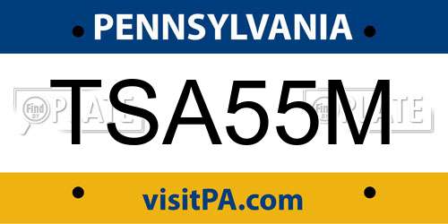 TSA55M Pennsylvania License Plate