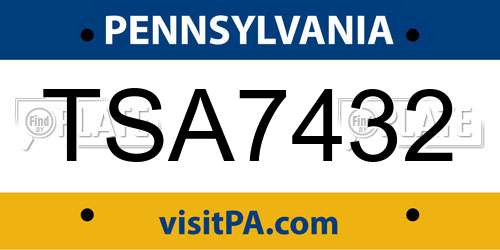 TSA7432 Pennsylvania License Plate