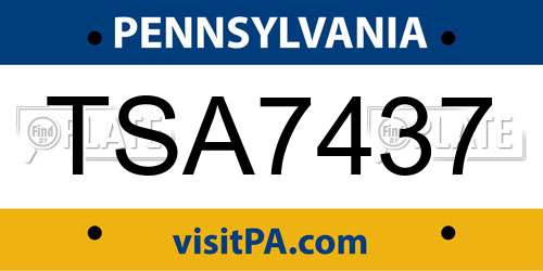 TSA7437 Pennsylvania License Plate