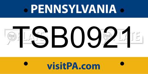 TSB0921 Pennsylvania License Plate