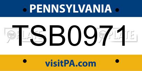 TSB0971 Pennsylvania License Plate