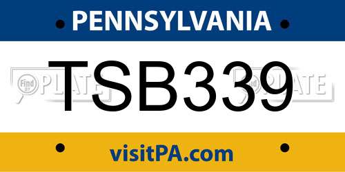 TSB339 Pennsylvania License Plate