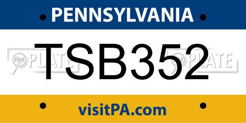 TSB352 Pennsylvania License Plate