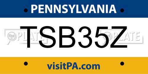 TSB35Z Pennsylvania License Plate
