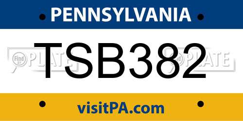 TSB382 Pennsylvania License Plate