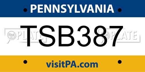 TSB387 Pennsylvania License Plate
