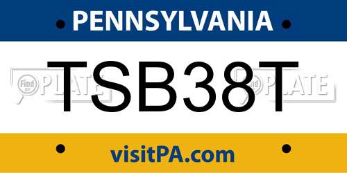 TSB38T Pennsylvania License Plate