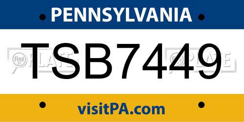 TSB7449 Pennsylvania License Plate