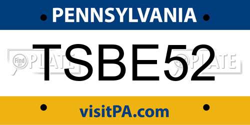 TSBE52 Pennsylvania License Plate