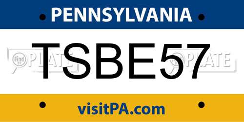 TSBE57 Pennsylvania License Plate
