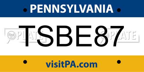 TSBE87 Pennsylvania License Plate