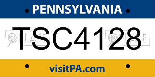 TSC4128 Pennsylvania License Plate