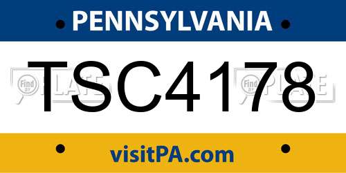 TSC4178 Pennsylvania License Plate