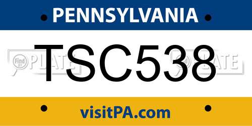 TSC538 Pennsylvania License Plate