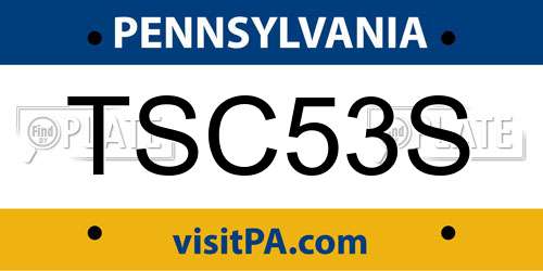 TSC53S Pennsylvania License Plate