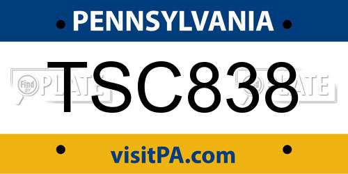 TSC838 Pennsylvania License Plate