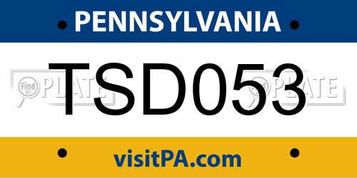 TSD053 Pennsylvania License Plate