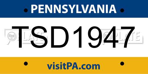 TSD1947 Pennsylvania License Plate