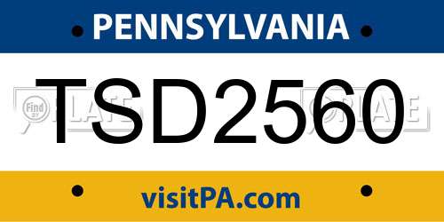 TSD2560 Pennsylvania License Plate