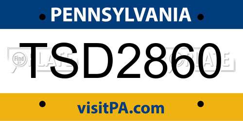 TSD2860 Pennsylvania License Plate