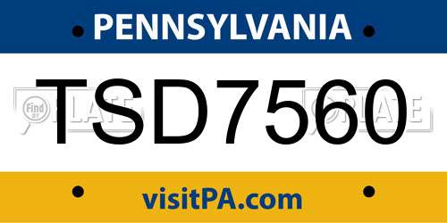 TSD7560 Pennsylvania License Plate