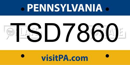 TSD7860 Pennsylvania License Plate