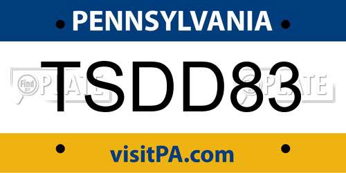 TSDD83 Pennsylvania License Plate