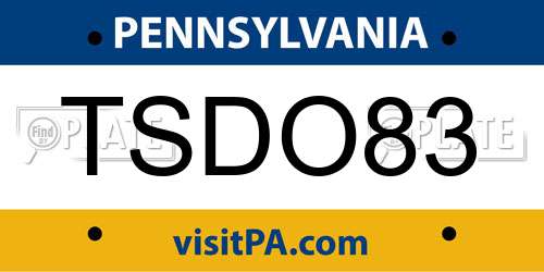 TSDO83 Pennsylvania License Plate