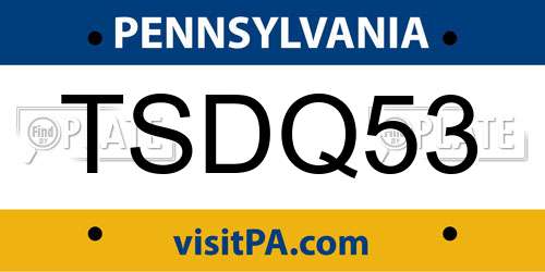 TSDQ53 Pennsylvania License Plate