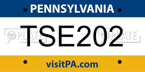 TSE202 Pennsylvania License Plate