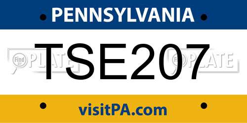 TSE207 Pennsylvania License Plate