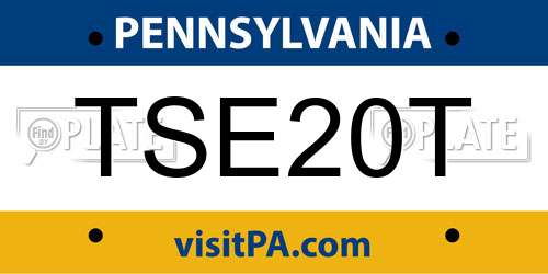TSE20T Pennsylvania License Plate