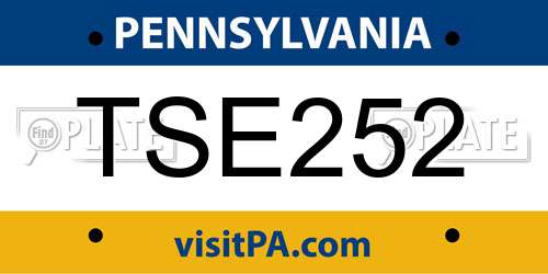 TSE252 Pennsylvania License Plate