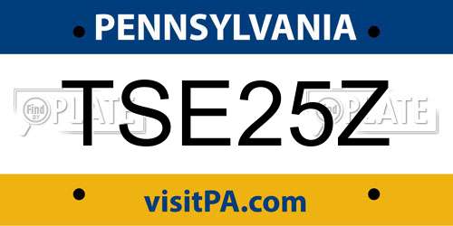 TSE25Z Pennsylvania License Plate