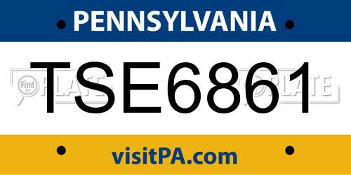 TSE6861 Pennsylvania License Plate