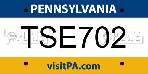 TSE702 Pennsylvania License Plate