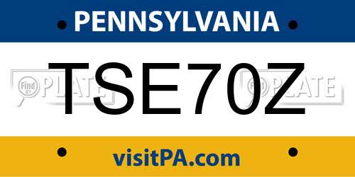 TSE70Z Pennsylvania License Plate