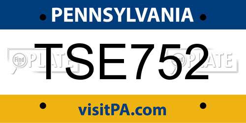 TSE752 Pennsylvania License Plate