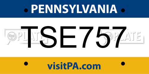 TSE757 Pennsylvania License Plate