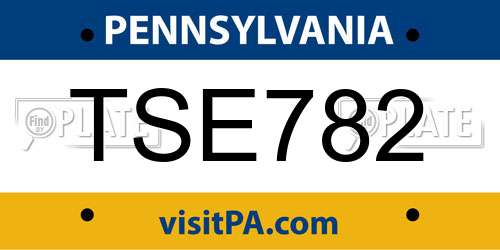 TSE782 Pennsylvania License Plate