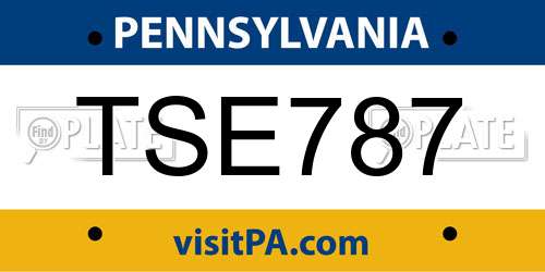 TSE787 Pennsylvania License Plate