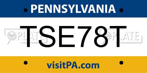 TSE78T Pennsylvania License Plate