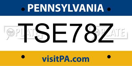TSE78Z Pennsylvania License Plate